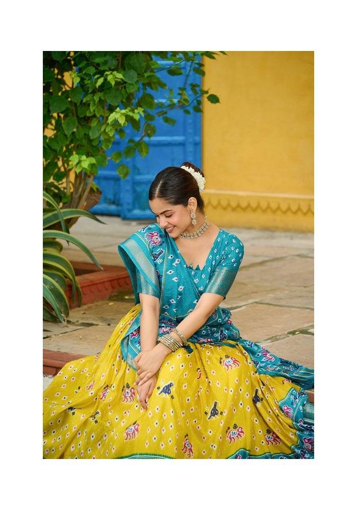 Malishka Export Lehenga Choli Set for Women in Yellow - Image 2